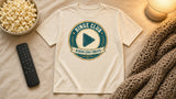 Binge Club Member Badge Tee - cream props flat-lay ad mockup