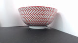 Red Herringbone Ceramic Bowl 6.25"