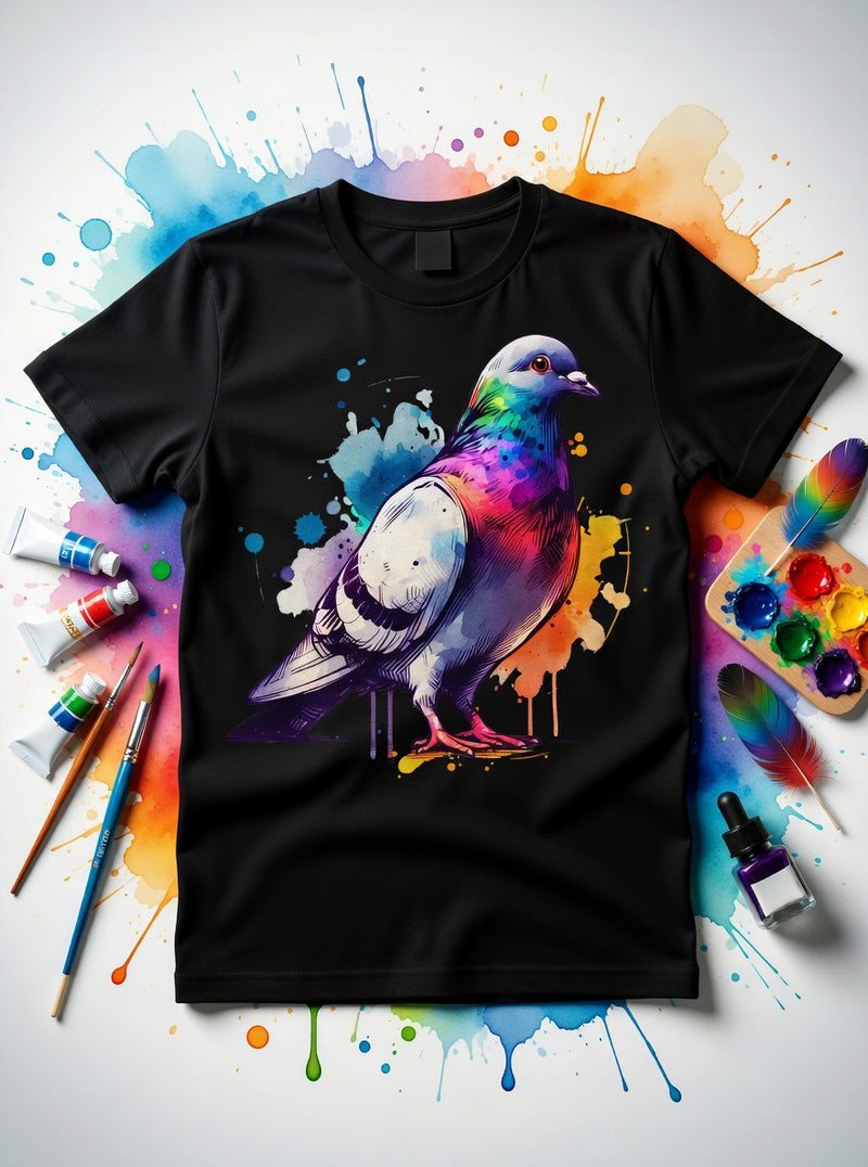 watercolor pigeon TEE