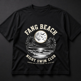 Fang Beach Night Swim Club Tee, Retro Halloween Shirt - black ad mockup