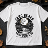 Fang Beach Night Swim Club Tee, Retro Halloween Shirt - white ad mockup