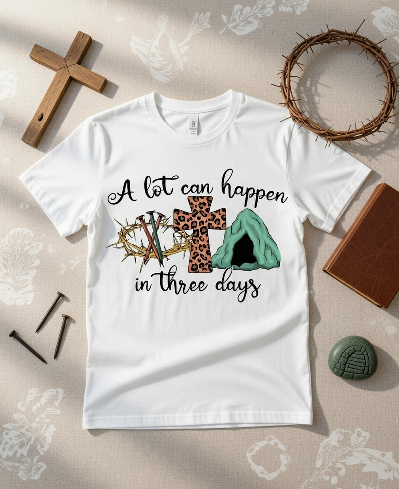 Three Days Resurrection Leopard Cross Easter Christian Tee