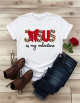 JESUS is My Valentine Leopard Print & Red Bow DTF T-Shirt