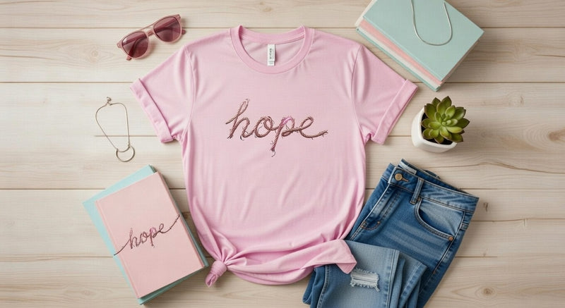 Textured 'Hope' Script DTF T-Shirt | Inspirational Faith Tee
