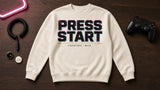 Press Start Forever Tee - cream props flat-lay ad mockup