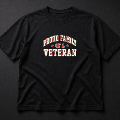 Proud Family of a Veteran Tee — Vintage Varsity Military Family Shirt