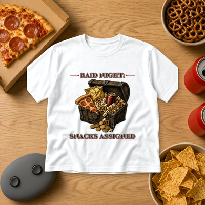 Raid Night: Snacks Assigned Tee, Gamer Guild Shirt