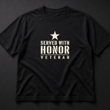 Served With Honor Veteran Tee — Distressed Stencil Star Shirt - black ad mockup