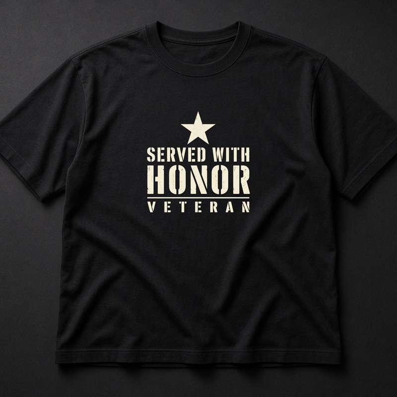Served With Honor Veteran Tee — Distressed Stencil Star Shirt