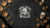 One Eyed Willie Crest Tee - black props flat-lay ad mockup